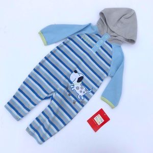 Baby Togs Puppy Striped Fleece Onesie 3/6 M NWT